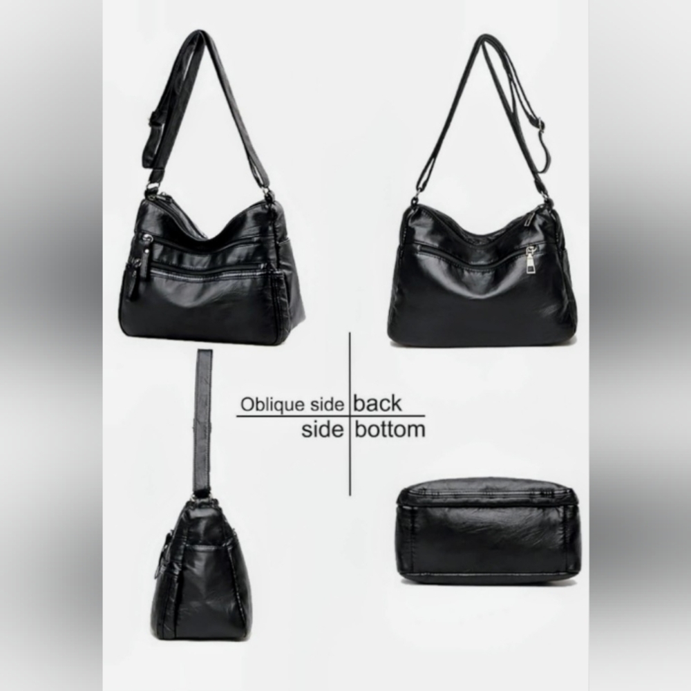 Elegant Brown  Crossbody or Shoulder Bag Vegan Leather - Picture 3 of 8